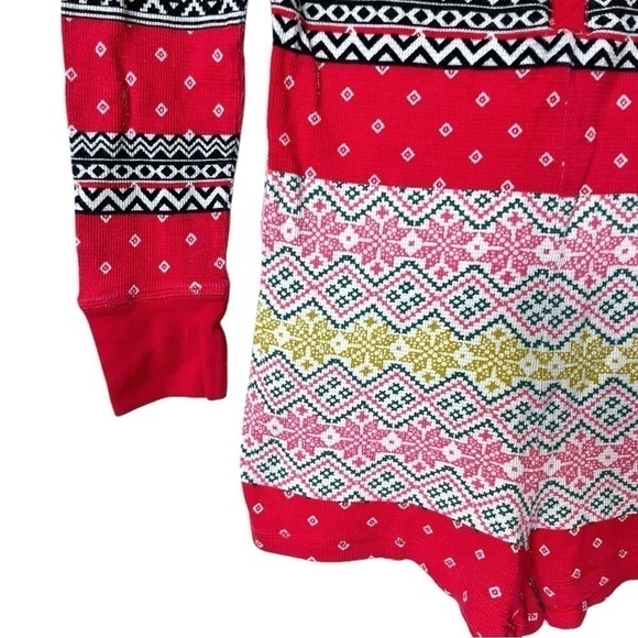 Victoria’s Secret Thermal Henley Holiday Print Pajama Cotton Blend Romper Size M - Picture 6 of 7